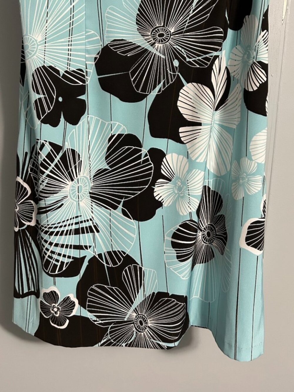 NorthStyle Aqua/Brown/White Floral Sleeveless Midi Dress Women's 14 - Picture 5 of 10